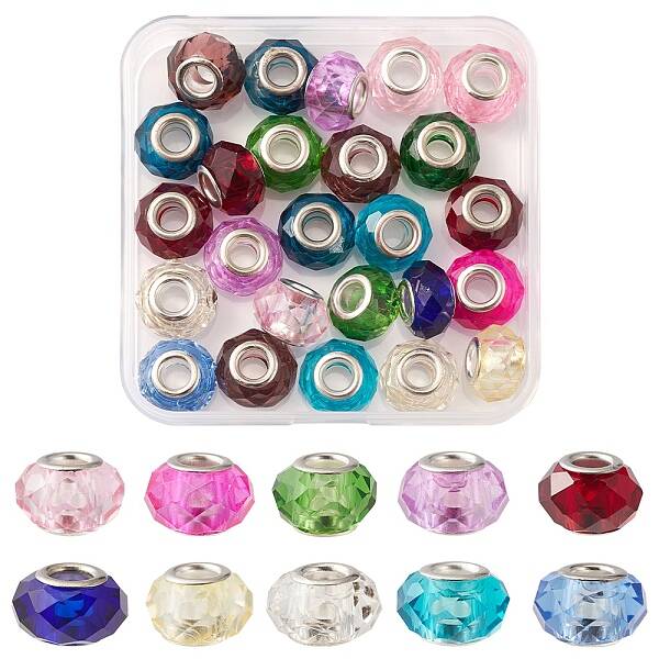 25Pcs Handmade Glass European Beads