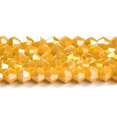 Opaque Solid Color Electroplate Glass Beads Strands