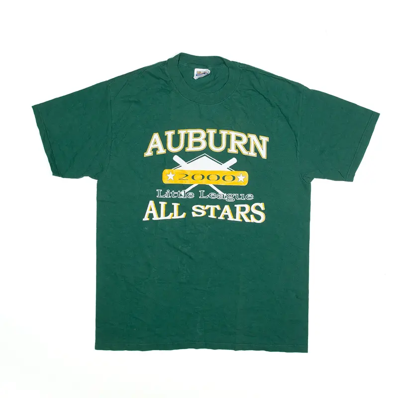 HANES Auburn All Stars 2000 T-Shirt Green USA Short Sleeve Mens L