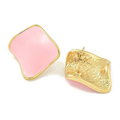 PVD Vacuum Plating 304 Stainless Steel & Enamel Stud Earrings for Women