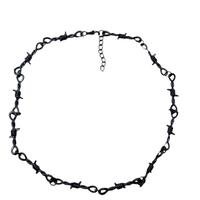 Black Barbed Wire Fence Choker Necklace - 16 Inch Adjustable Length, ALLOY Material, Edgy Punk Style, Premium Finish