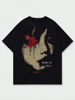 Men's Figure Print Drop Shoulder Tee, Regular Fit Casual Comfy Short Sleeve Round Neck T-Shirt for Summer, Fashion Men's Top ...