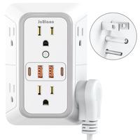 Wall Charger, Surge Protector, 6 Outlet Extender with 4 USB(2U2C) Charging Ports 3-Sided Power Strip Multi Plug Adapter Space...
