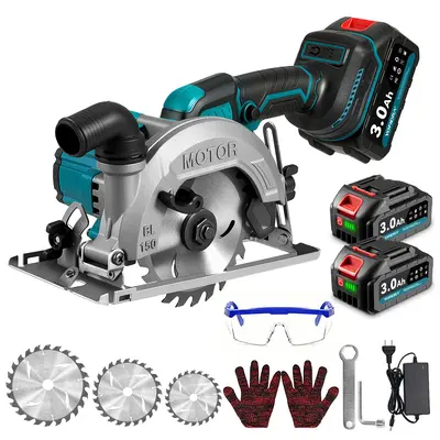 YOFIDRA Cordless Handheld Circular Saw, Brushless Mini Circular Saw with 2 3000 mAh Batteries, 7000 RPM Plunge Circular Saw C...