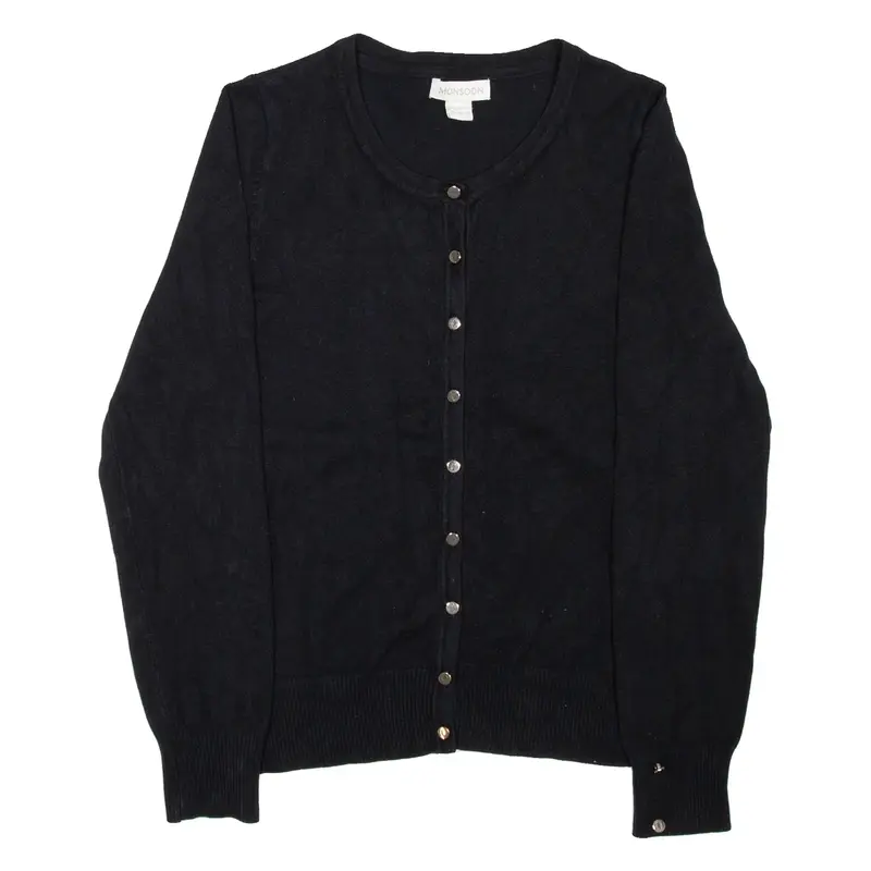 MONSOON Womens Cardigan Black Tight Knit Viscose UK 10