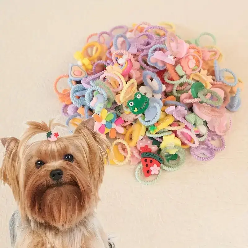 30pcs Cute and Colorful Dog Hair Ties, Elastic Bands for Pets and Girls' Ponytails, Make Your Furry Kids Prettier This Time