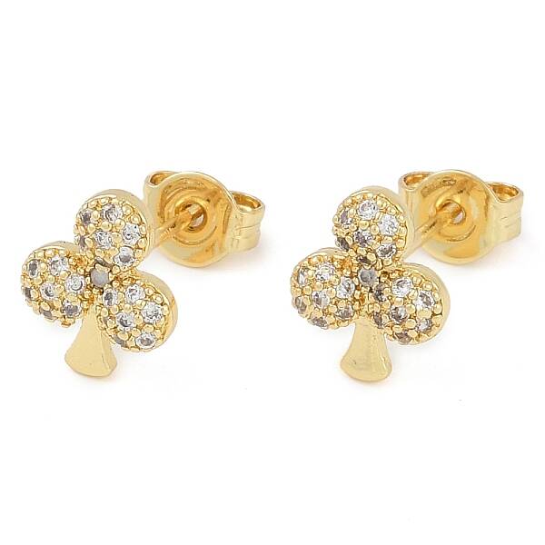 Rack Plating Club Brass Pave Cubic Zirconia Stud Earrings for Women