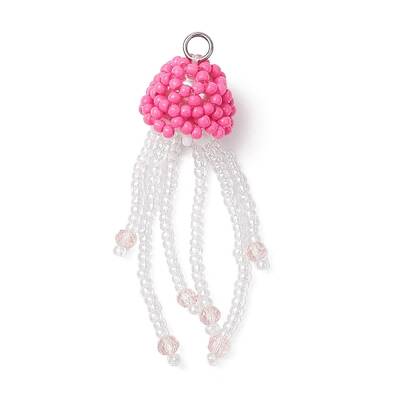 Glass Seed Beaded Jellyfish Pendants