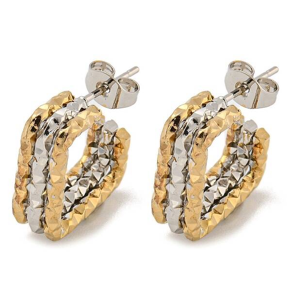 202 Stainless Steel Square Multi Layered Stud Earrings