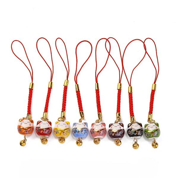 Porcelain Fortune Cat Pendant Decoration