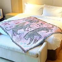 Boho Style Leopard Pattern Blanket, 1 Count Soft Warm Napping Throw Blanket, Easy Cleaning Blanket, Multifunctional Use Cool ...