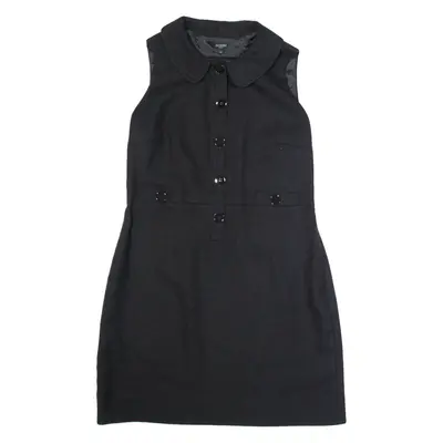 HOBBS LONDON Womens Fit & Flare Dress Black Wool Sleeveless Midi M