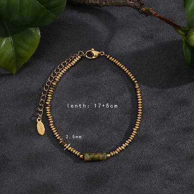 Natural Malachite Beads Stretch Bracelets for Women Men