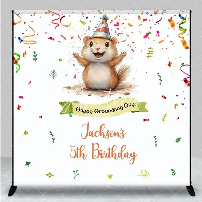Aperturee White Colorful Ribbons Custom 5th Birthday Backdrop, 3X3FT(1X1M), 15 USD, custom birthday backdrops, DZYM0Z43-O