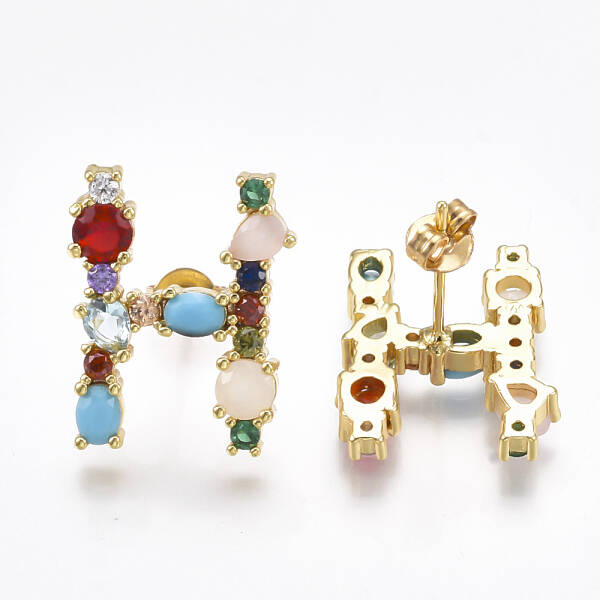 (Jewelry Parties Factory Sale)Brass Micro Pave Cubic Zirconia Ear Studs