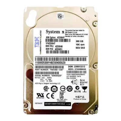42D0651 IBM 300GB 6Gb/s SAS 10000 2.5-inch 64MB Hard Drive