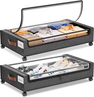 DELAMU 2-Pack Underbed Storage Boxes | Silent Wheels | Dustproof ​​Clear Window | Drawer Lightweight Bin | Easy Organizer...