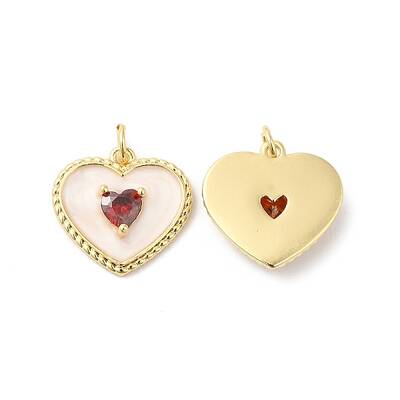 Brass Micro Pave Red Cubic Zirconia Pendants
