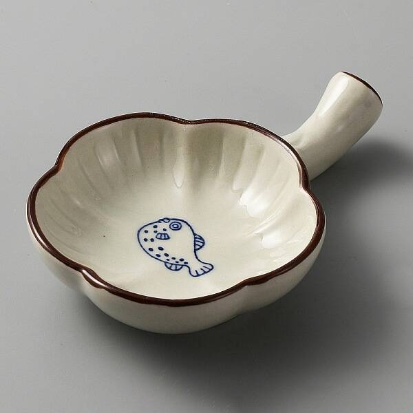 Flower Shape Ceramics Ink Plate with Handle