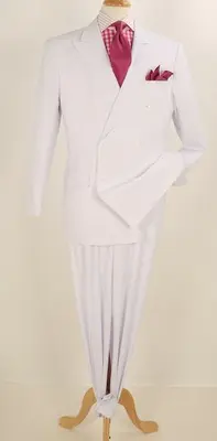 Apollo King Men's 2 Piece Double Breasted Suit Pleated Pants Outlet