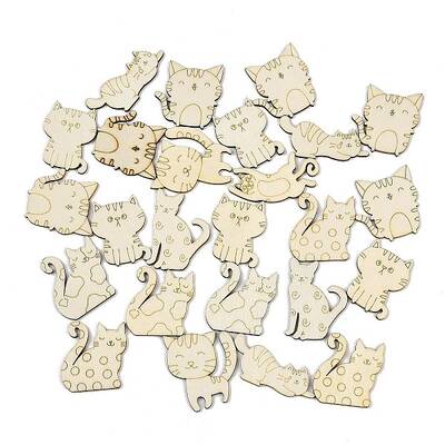 25Pcs Unfinished Wood Cutouts