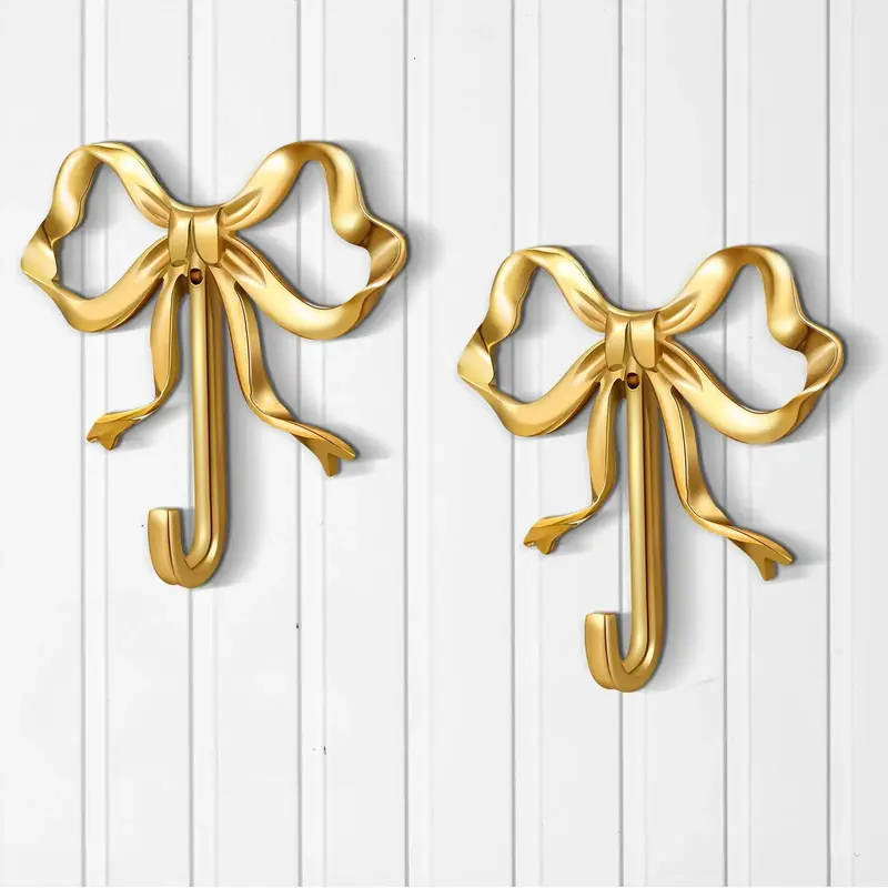 Bow-knot Design Wall Hook, 2/4 Counts/set Exquisite Decorative Wall Hook, Towel Hook, Home Organizer for Bedroom Bathroom Liv...