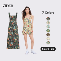Cider [7 colors, size 0-26] Women's Lightweight Corduroy Floral Wide Leg Romper & Jumpsuits with Adjustable Button & Pockets,...