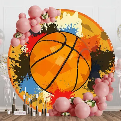 Splashing Graffiti Basketball Sports Round Backdrop - Aperturee