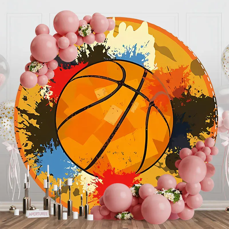 Splashing Graffiti Basketball Sports Round Backdrop - Aperturee