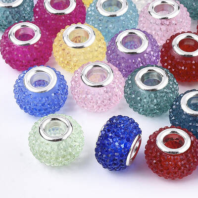 Resin Rhinestone European Beads