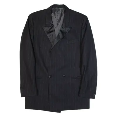 Vintage FREY COLLECTION Mens Blazer Jacket Black Wool 90s Striped L