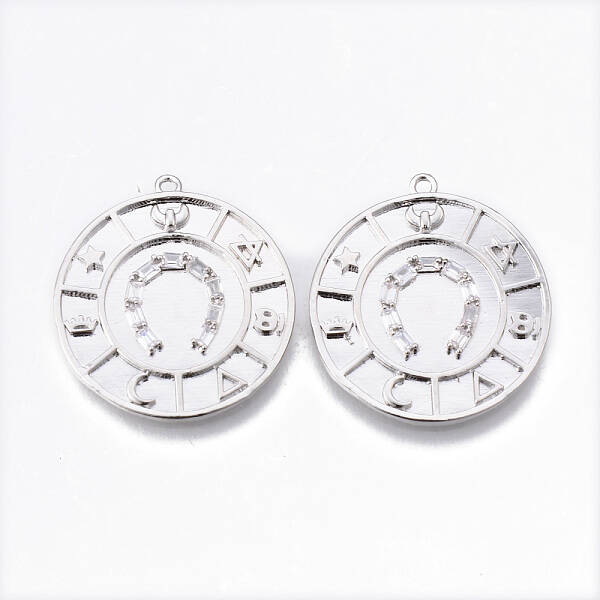 Brass Micro Pave Clear Cubic Zirconia Pendants