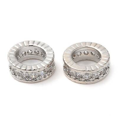 Rack Plating Brass Micro Pave Cubic Zirconia Beads