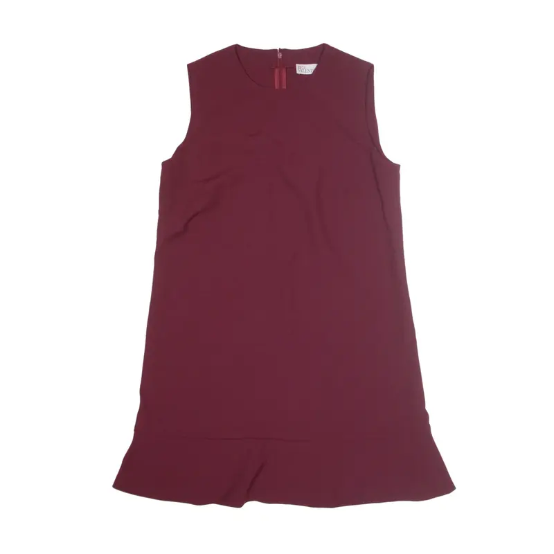 RED VALENTINO Shift Dress Maroon Sleeveless Knee Length Womens UK 14