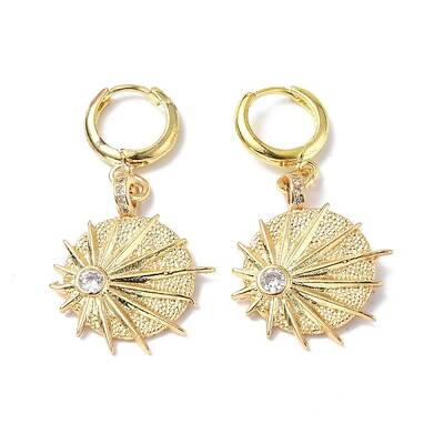 Clear Cubic Zirconia Umbrella Dangle Hoop Earrings