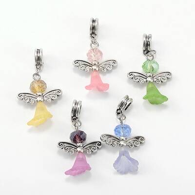 Lovely Wedding Dress Angel Alloy European Dangle  Large Hole Pendants