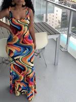 Women's Wave Print Tank Dress, Fashion Casual Sleeveless Bodycon Dress for Daily Outdoor Wear, Ladies Dress for Summer