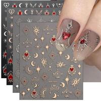 Moon & Star Pattern Nail Art Sticker (6 Counts), Self Adhesive Nail Art Decal, Nail Art Supplies for Women & Girls, Nail Art ...