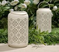 Garden Reflections Set of 2 Solar Illuminated Metal Lanterns Lamp Outdoor Lighting Decorative Patio