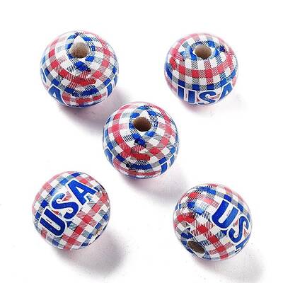 Independence Day Theme Wood European Beads