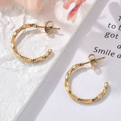 304 Stainless Steel C-Shaped Stud Earrings