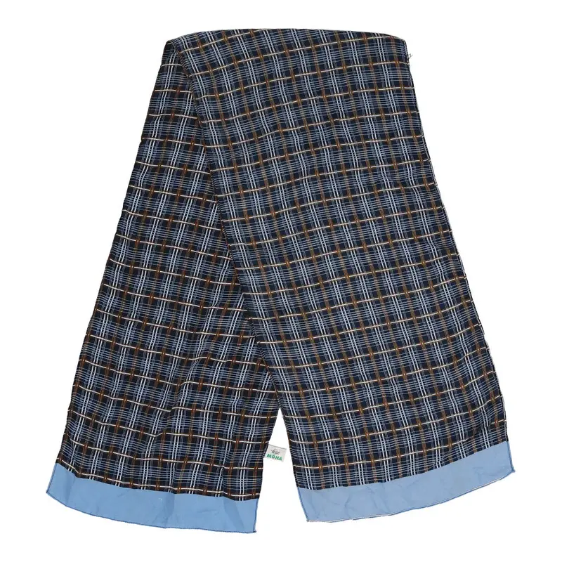 Mona Checked Scarf - No Size Navy Polyester