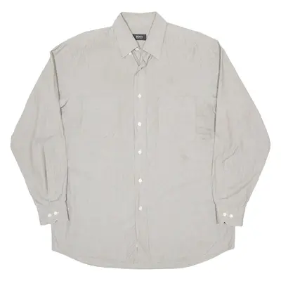 BOSS Mens Shirt Grey Striped Long Sleeve XL