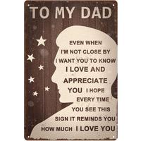 Rustic 8x12” Metal Sign for Dad – Vintage Wall Art with Love & Thanks – Father’s Day or Birthday Gift from Son or Dau...