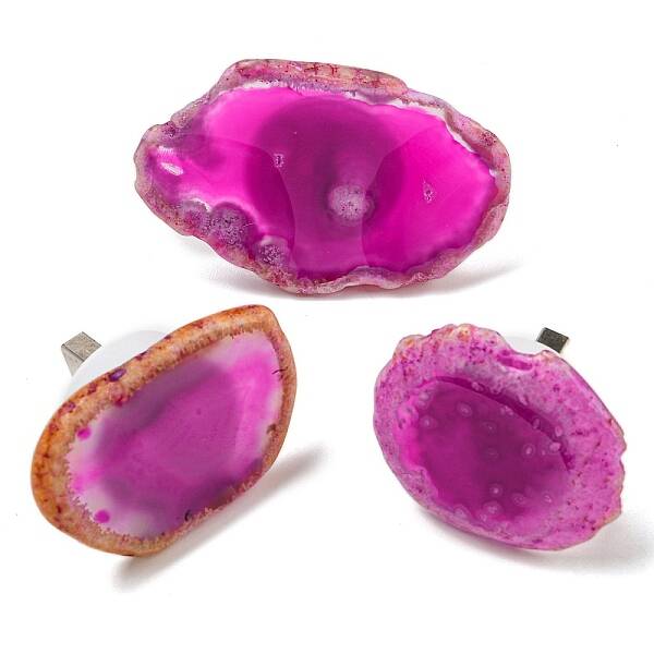Dyed & Heatsd Natural Agate Slice USB Night Light Decoration