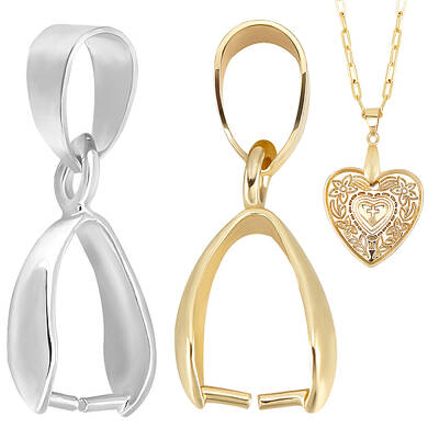 Beebeecraft 1 Box 30Pcs 18K Gold Plated Pinch Bails for Pendants 925 Sterling Silver Plated Ice Pick Clip Pendant Clasps for ...