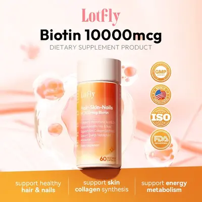 【for Creators】LOTFLY Hair Growth Vitamins Vegan Gluten Free GMO Free Hair Skin Nails Made in the USA Healthcare Dietary E...
