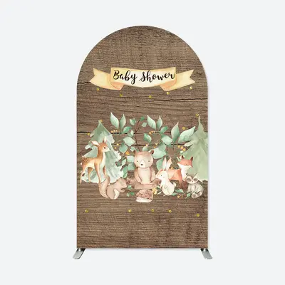 Aperturee Safari Animals Wooden Baby Shower Party Arch Backdrop | Round Arch Backdrop Cover | Circle Arch Backdrop Diy | Diy ...