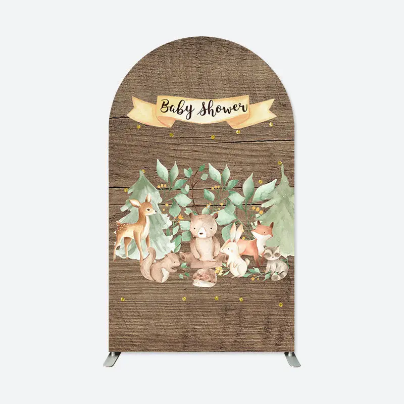 Aperturee Safari Animals Wooden Baby Shower Party Arch Backdrop | Round Arch Backdrop Cover | Circle Arch Backdrop Diy | Diy ...