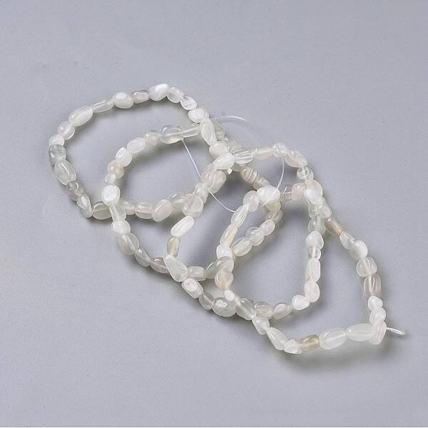 Natural White Moonstone Bead Stretch Bracelets
